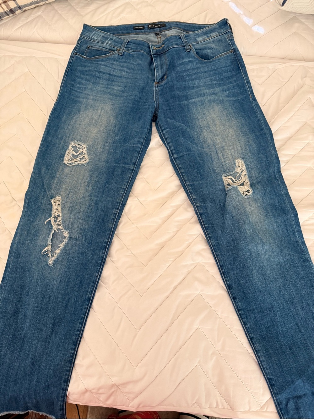 STS Blue Distressed Mid-Rise Boyfriend Jeans - Blue